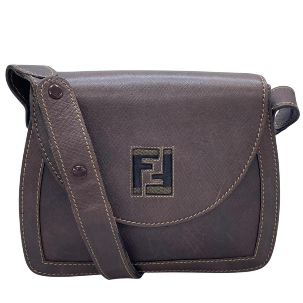 FENDI Pecan Shoulder Bag, Leather, Brown, Women's